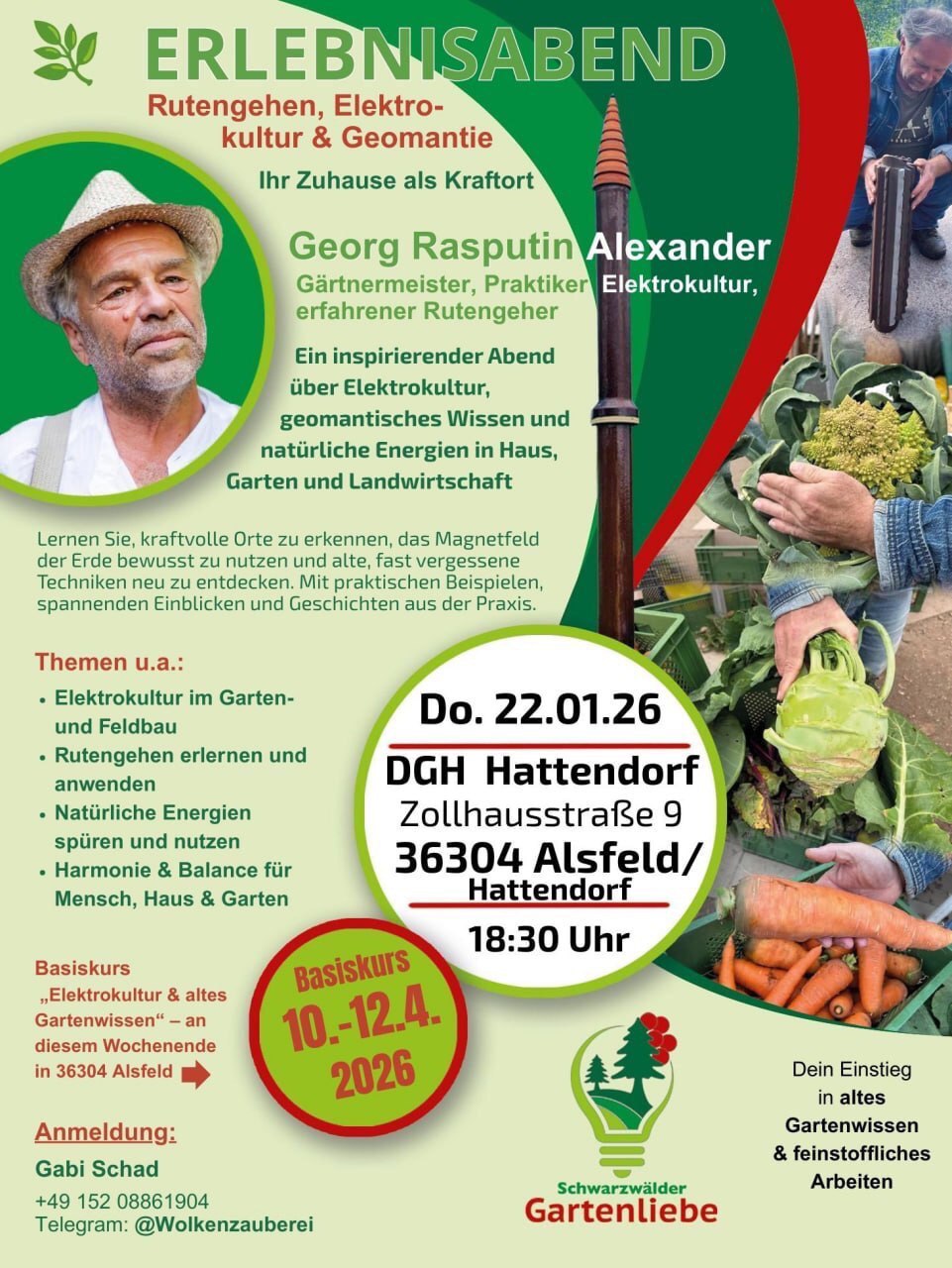 Erlebnisabend Vortrag zum Rutengehen, Geomantie und Elektrokultur